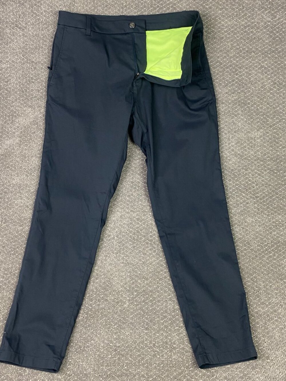 Birddogs Lined Pants Mens 34x30 Dark Gray Navy Chino 5 Pocket Golf Performance
